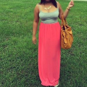Coral & Gray Maxi Dress